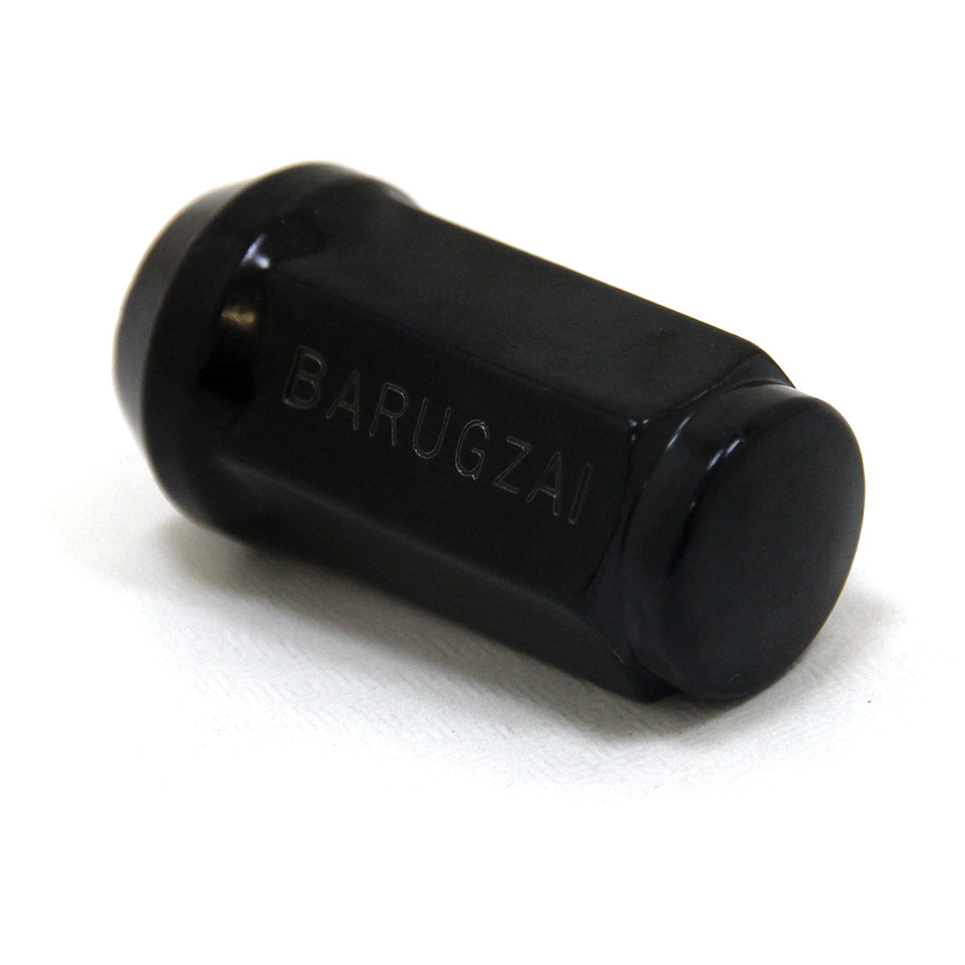 Black cylindrical Wheel Bolts 19MM Side view with 'BARUGZAI' branding on a white background
