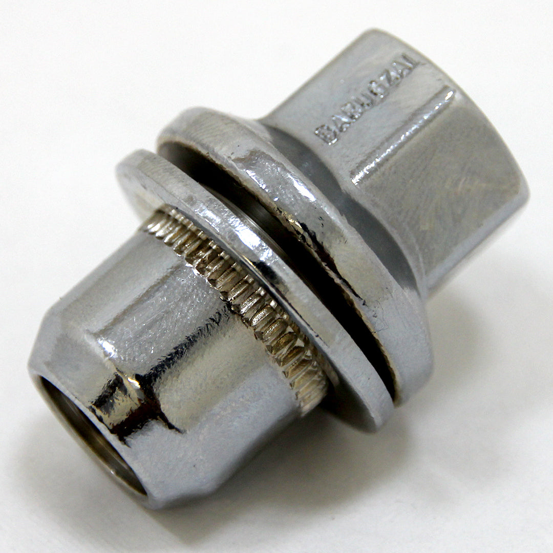 Metallic 22MM Side View Wheel Bolt fitting on a white background with 'Barugzai' Branding.