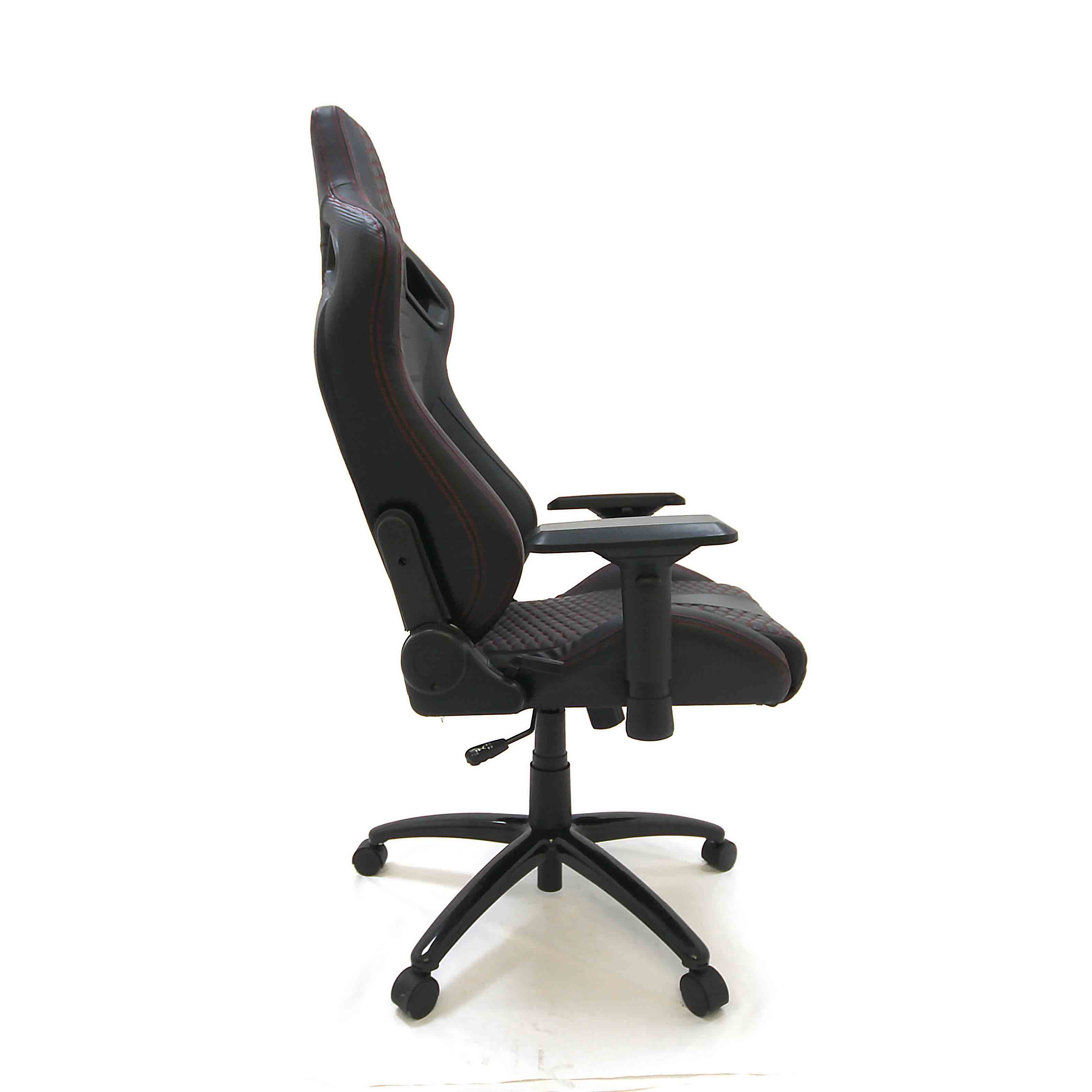 Black & Red office chair side on a white background.