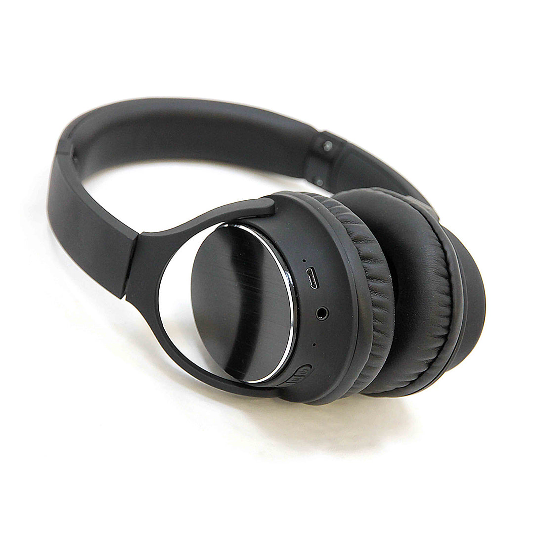 Barugzai Headphones black and grey lining on a front quarter view.