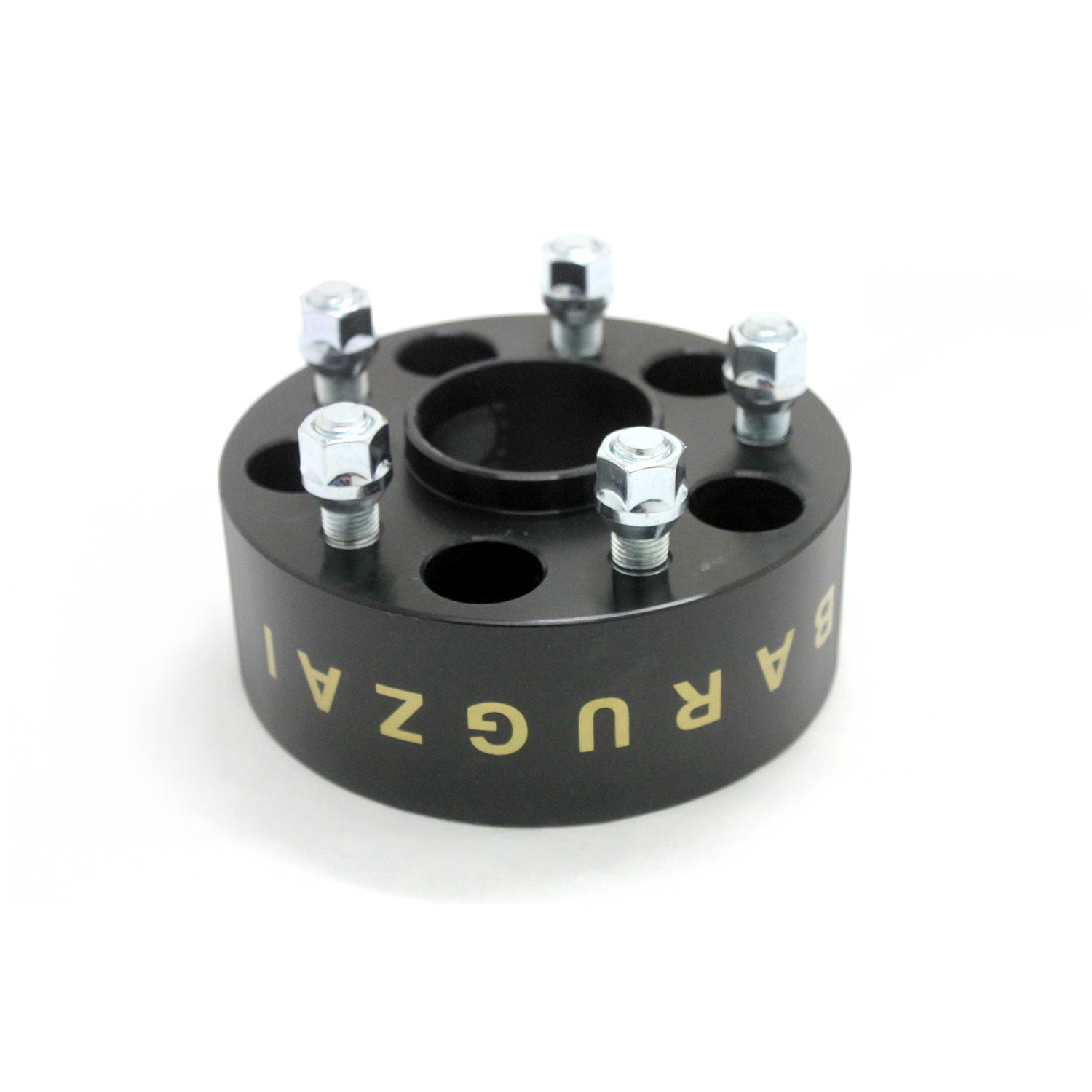 60MM Black wheel spacer with silver bolts and 'Barugzai' branding on a white background.
