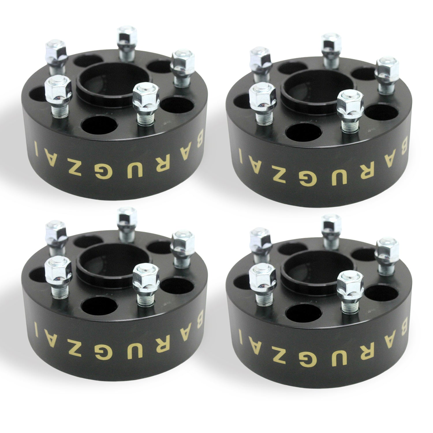 Four black 60MM wheel spacers with 'Barugzai' branding on a white background.