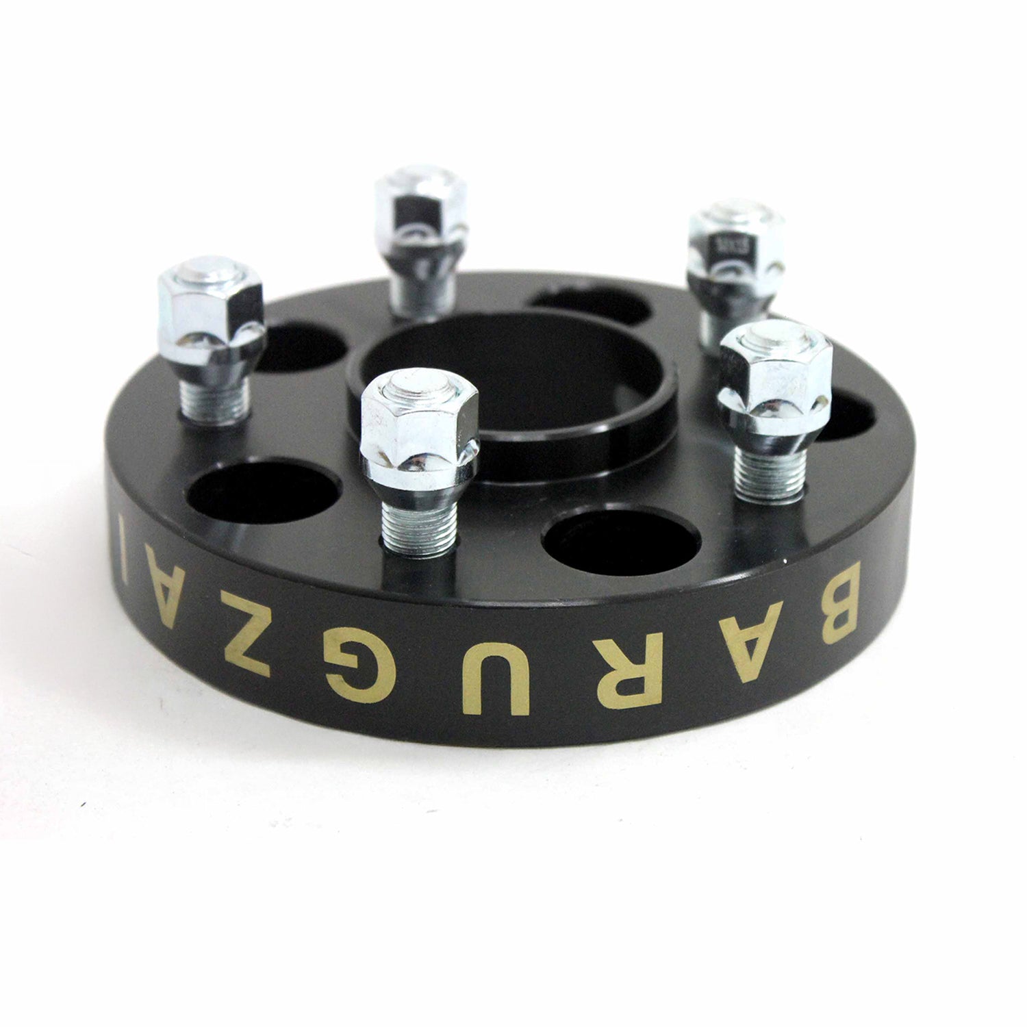 20MM Black wheel spacer with silver bolts and 'Barugzai' branding on a white background.