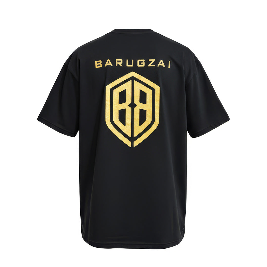 Barugzai Monolith BB shield black streetwear t-shirt rear gold crest