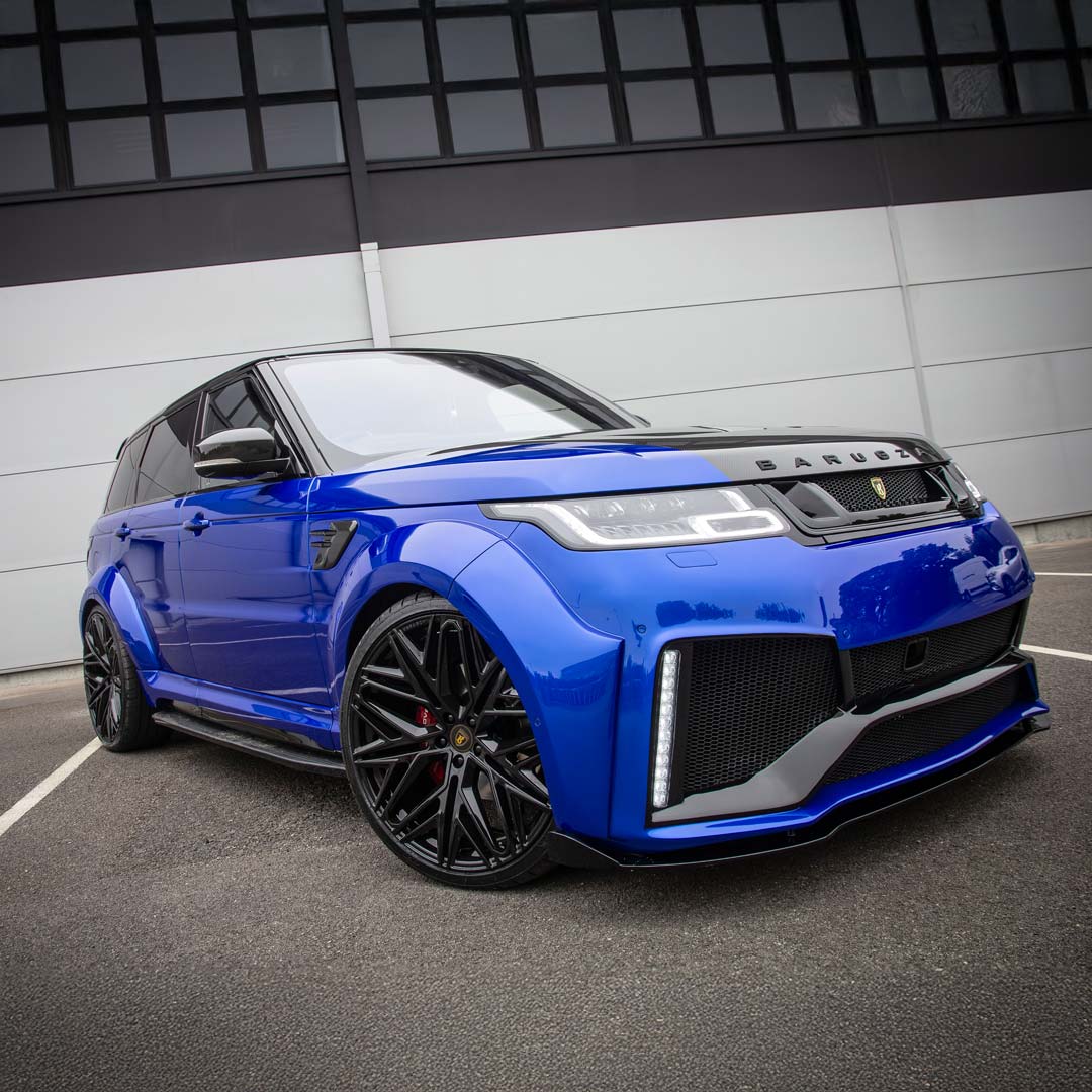 Blue Cabaro II Range Rover Sport – Aggressive Front Bumper Close-Up