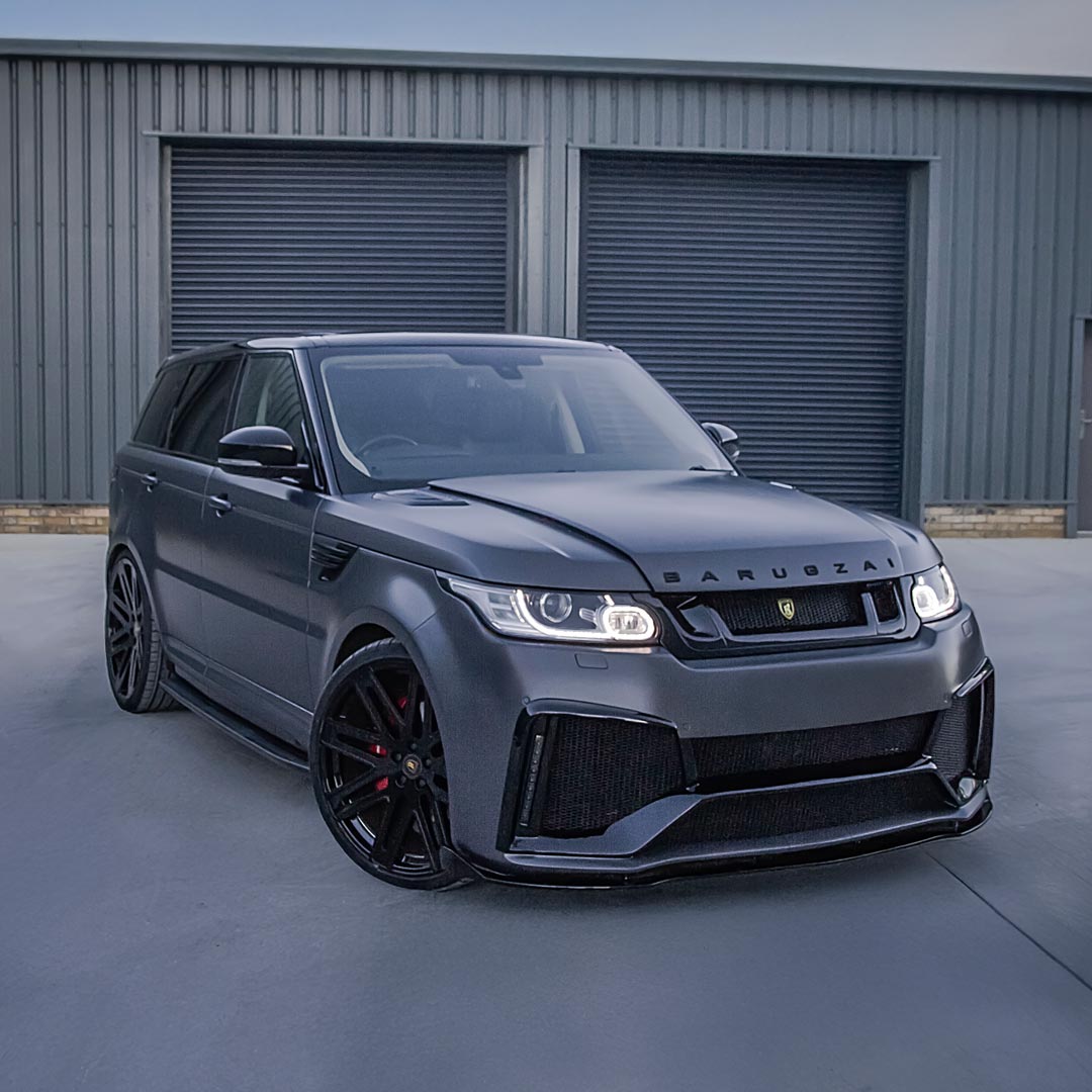 Grey Barugzai Cabaro I Non-Wide Bodykit – Range Rover Sport L494 front quarter long view