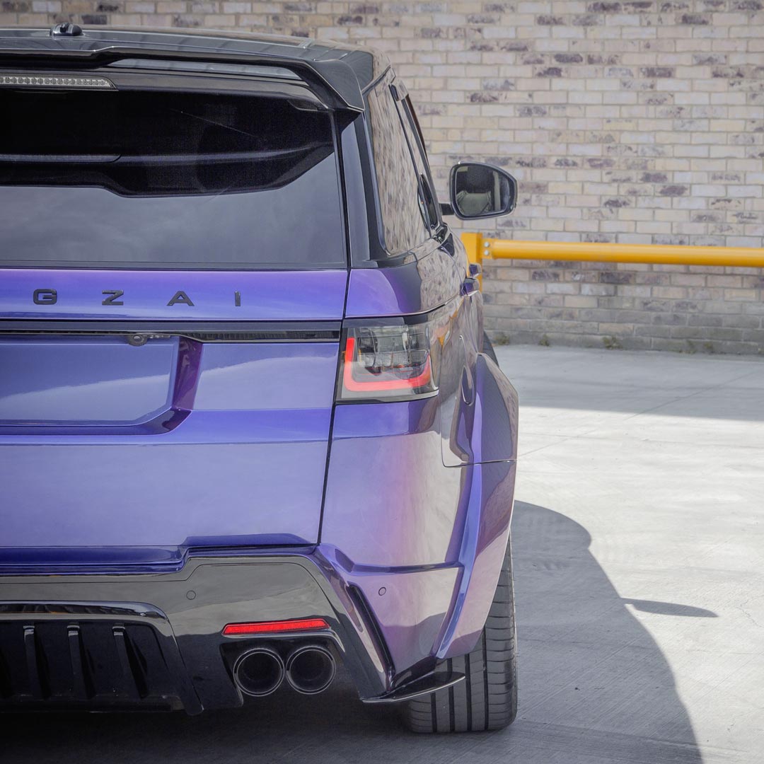 Half rear view highlighting roof spoiler, branding, and lion-inspired dominance of the Cabaro I design.