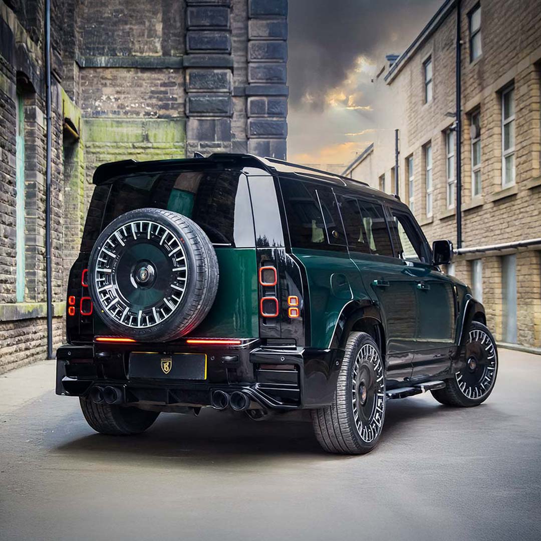 Green Land Rover Defender Falcon Body Kit – Rear Quarter Hero Angle