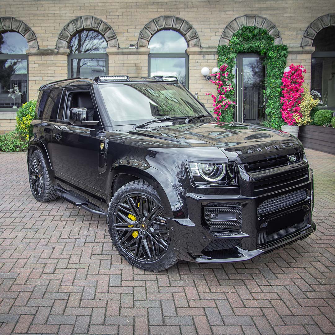 Black Land Rover Defender 90 Falcon Body Kit – Front Quarter Hero Long View