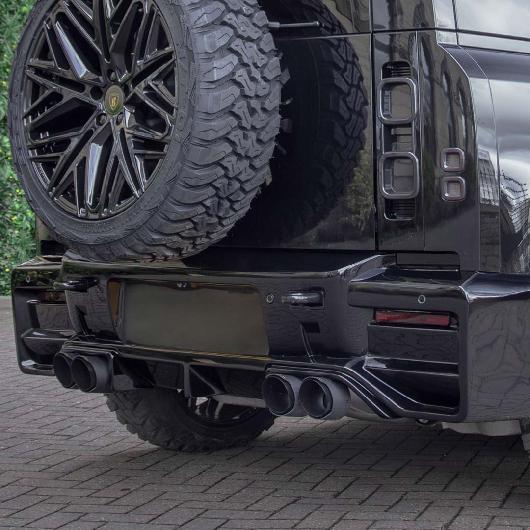 Black Defender 90 Falcon Body Kit – Rear Apron and Diffuser Styling Detail