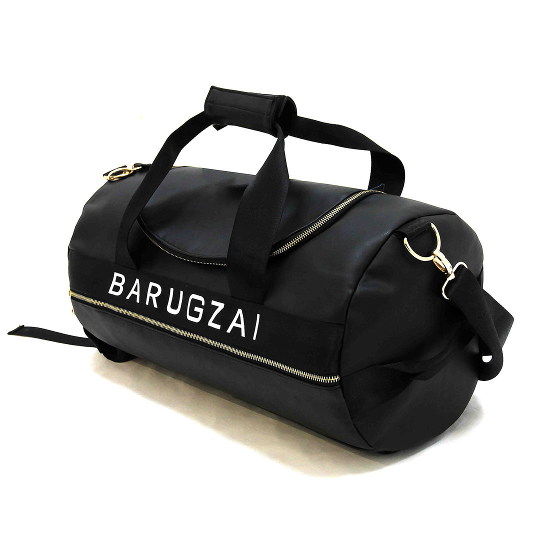 Barugzai 3-in-1 duffel bag black gym and travel bag with gold zip detailing