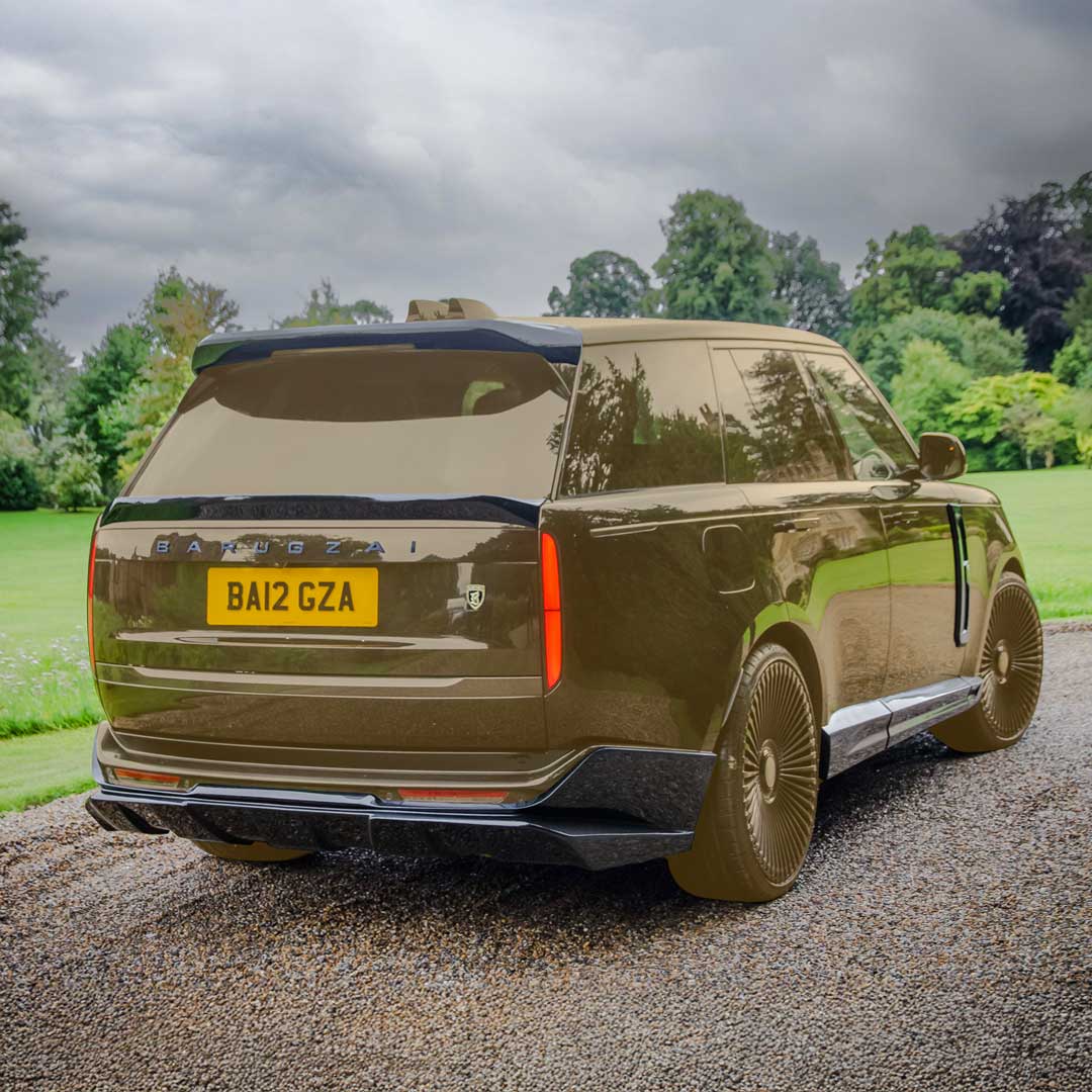Black Range Rover L460 fitted with Barugzai Nebula Body Kit – rear three-quarter luxury styling, components revealed