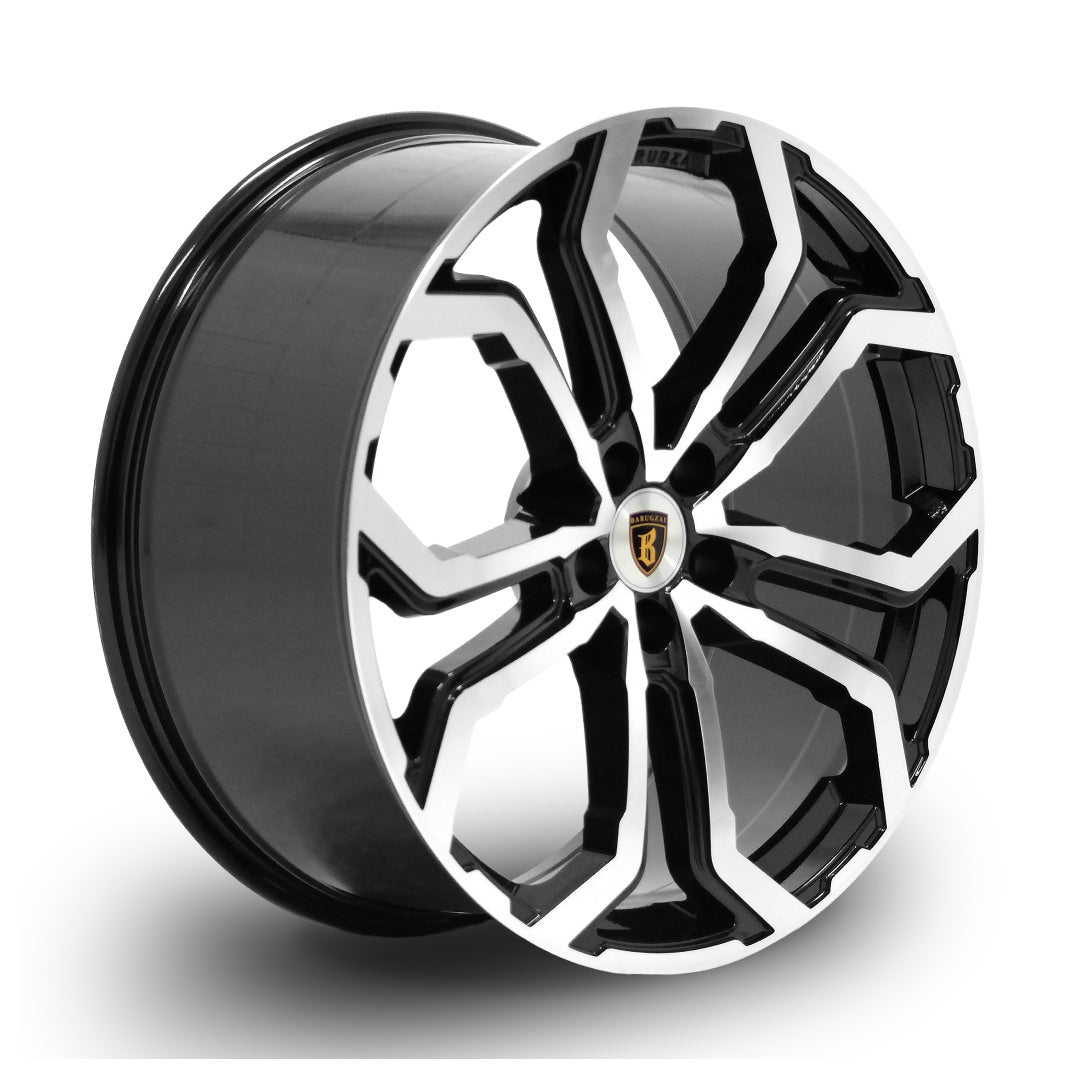 Barugzai Opium 22 inch alloy wheel gloss black polished face angled view