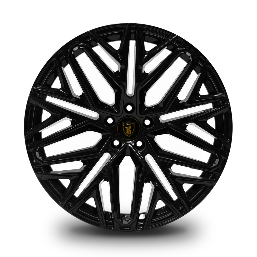 Barugzai Shuracan alloy wheel in full gloss black finish front view