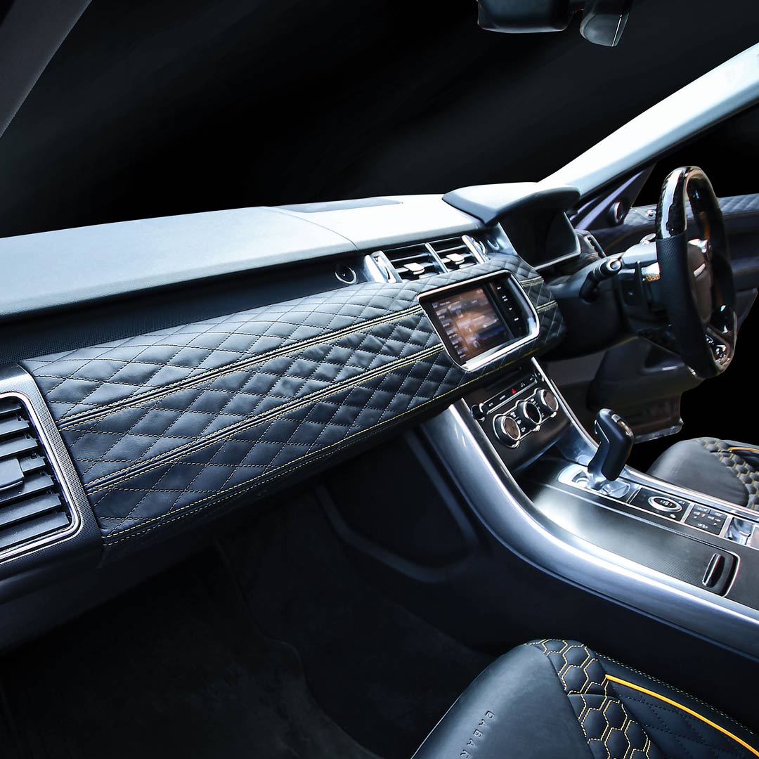 Range Rover Sport L494 dashboard re-trimmed in quilted Nappa leather as part of Barugzai Wildcat Xpressions interior