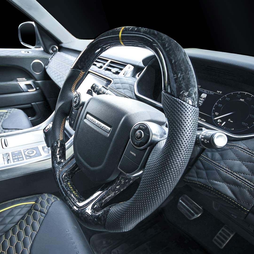 Barugzai bespoke steering wheel trimmed to match Wildcat Xpressions interior – Range Rover Sport L494