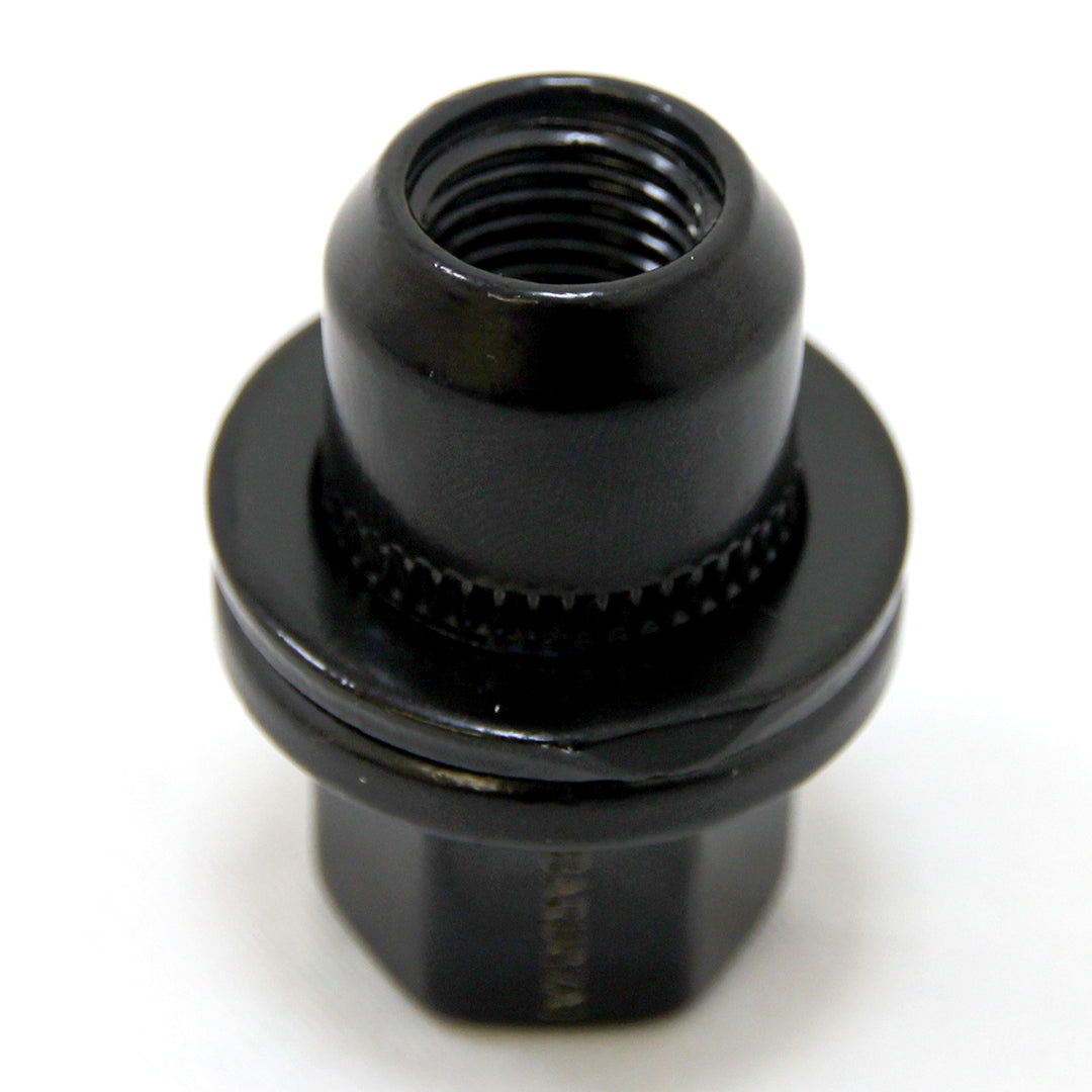 Black metal Inverted 22MM Wheel Bolt on a white background.