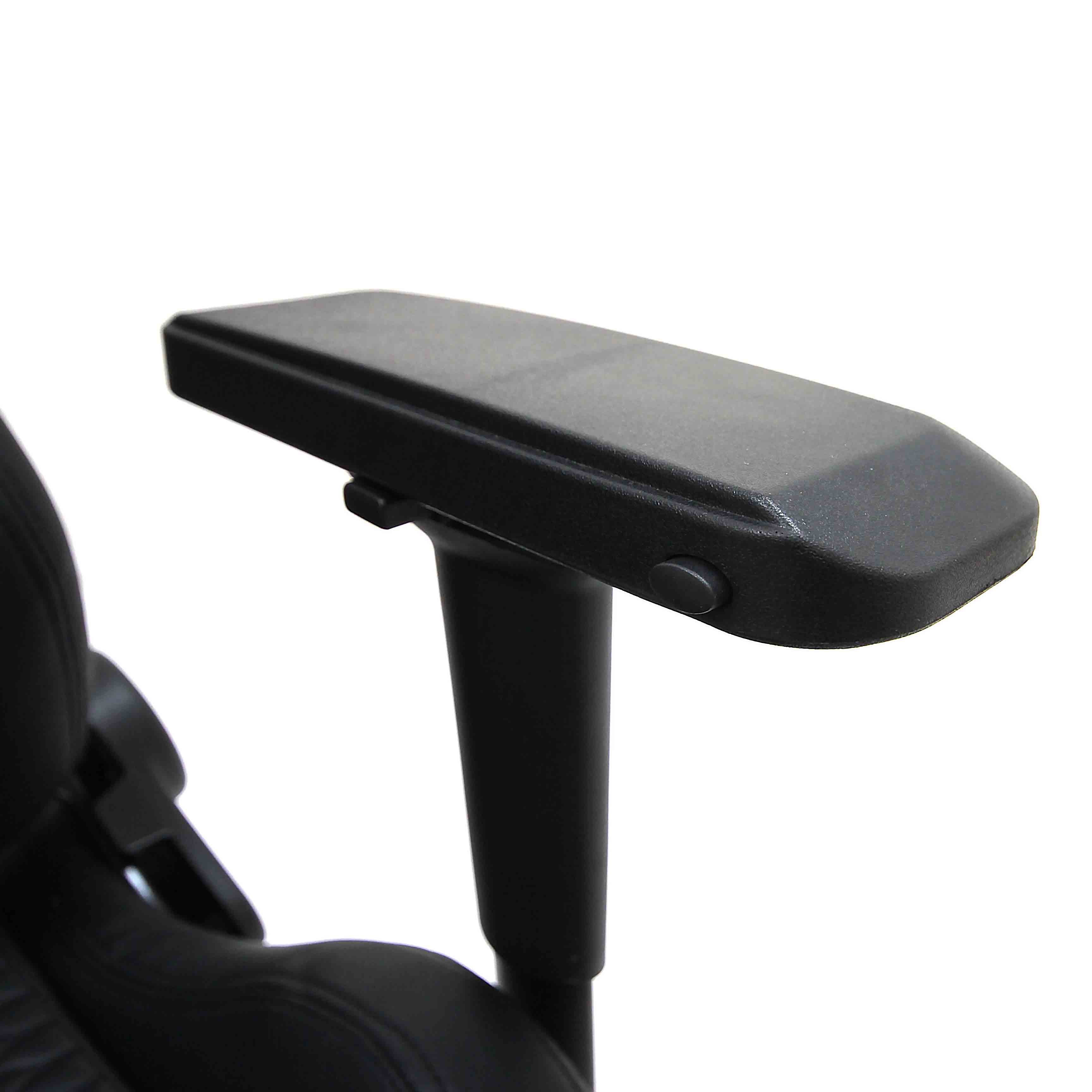 Black Barugzai adjustable armrest on a chair with a white background.