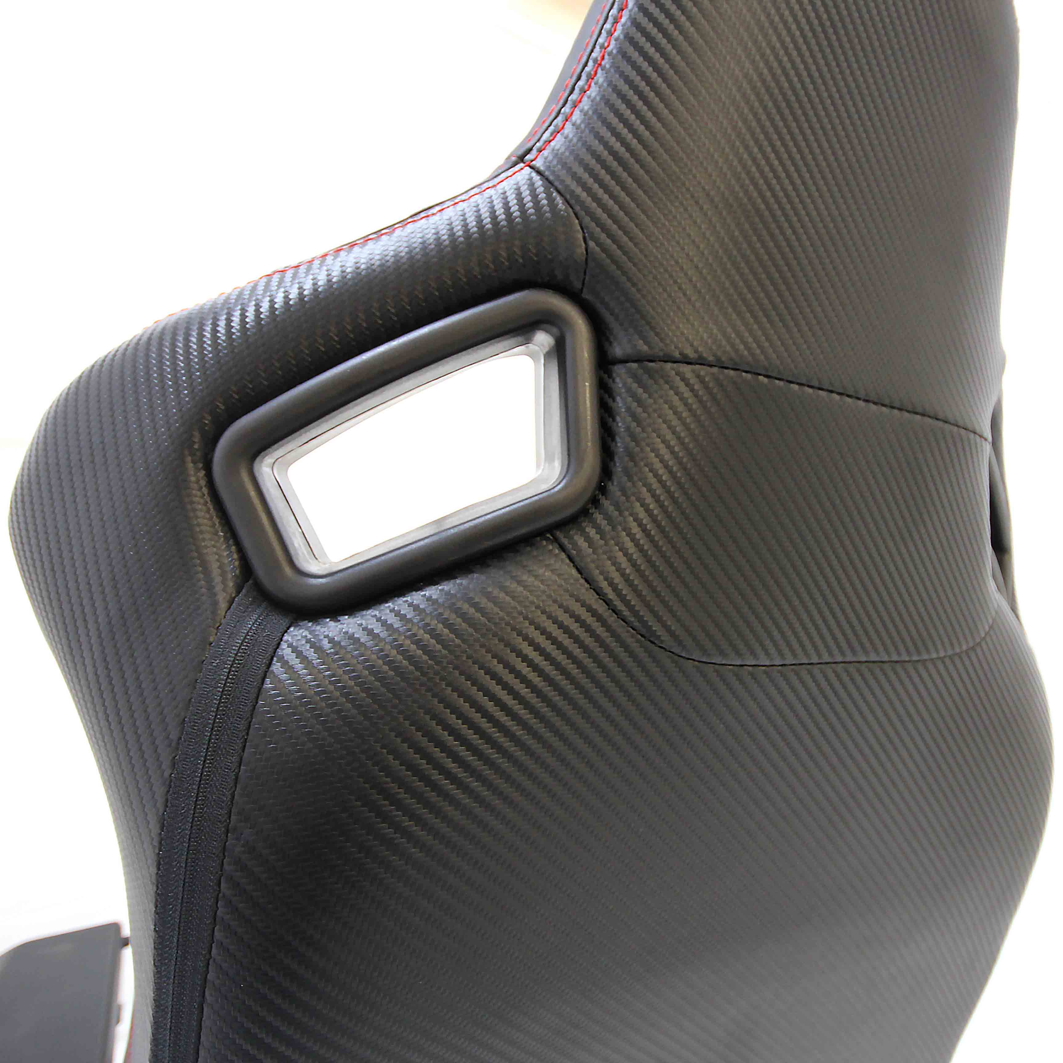 Black textured car seat with a control panel on a white background.