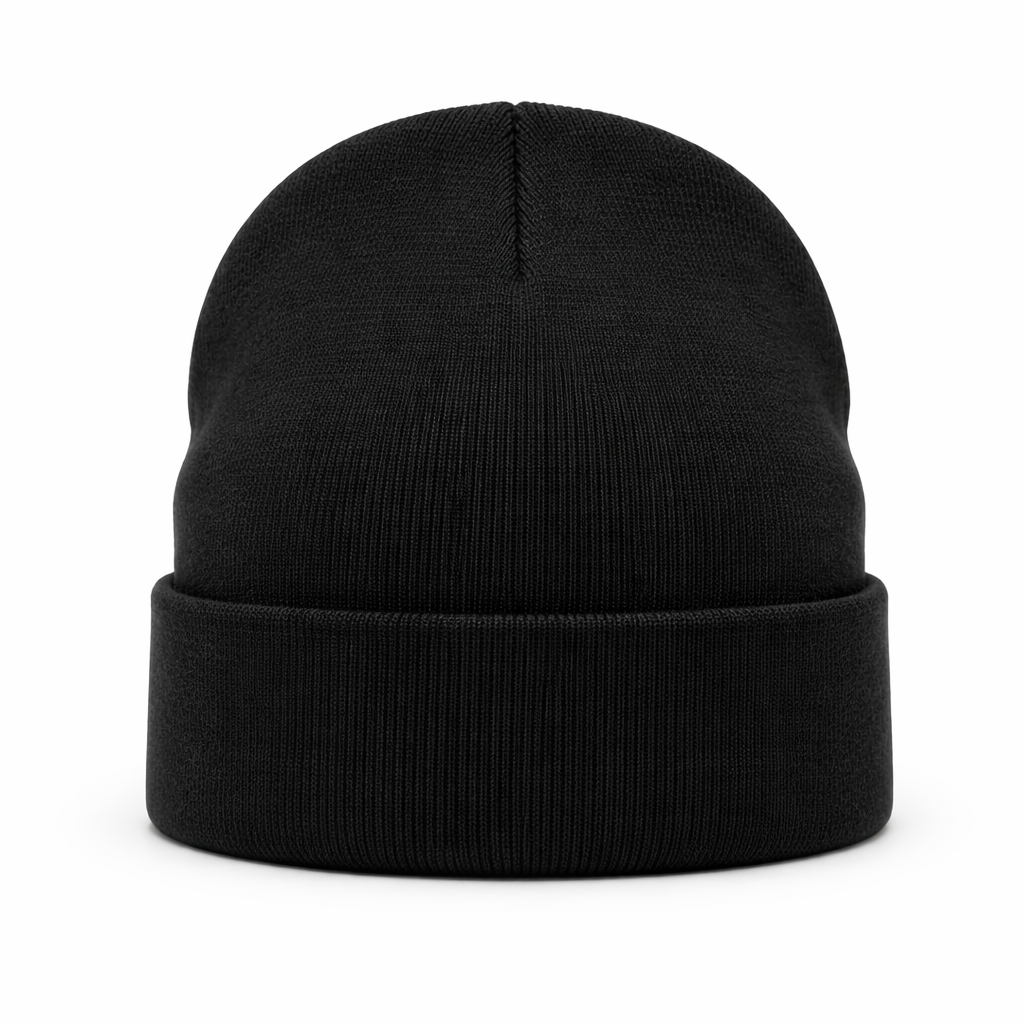 rearview of the barugzai beanie folded. 