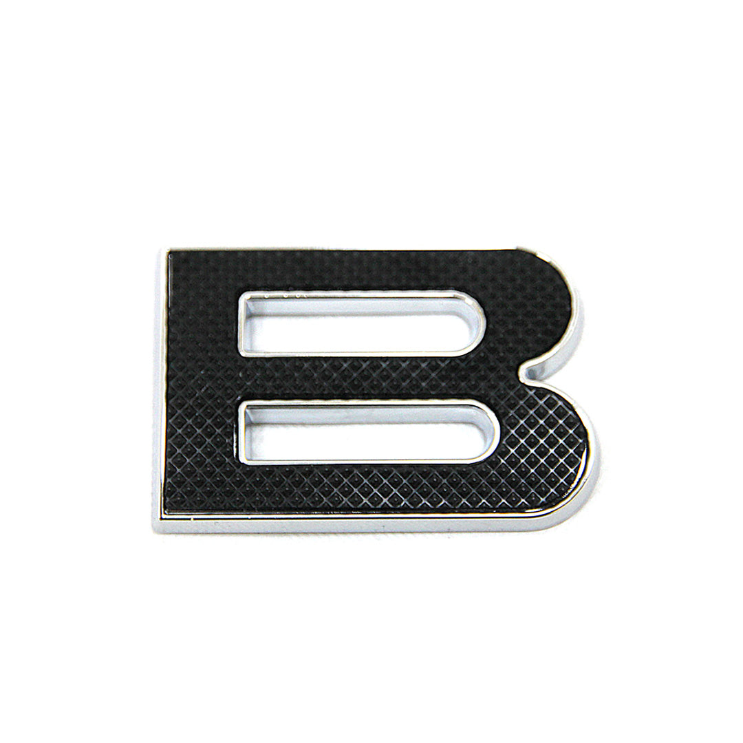 Black texture with chrome border letter 'B' lettering on a white background