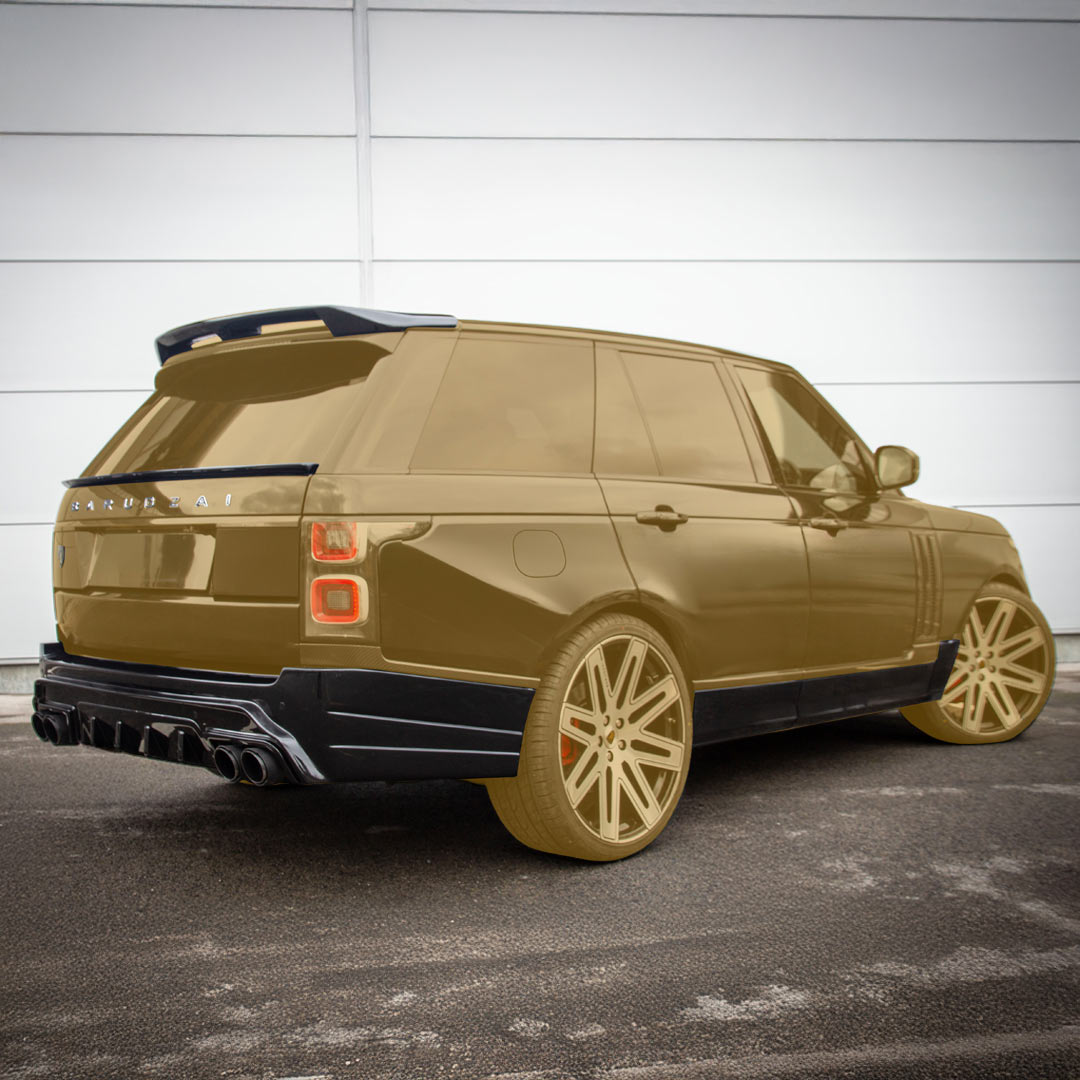 Rear quarter hero shot of Range Rover L405 with Barugzai Bison I Non-Wide Bodykit, components revealed