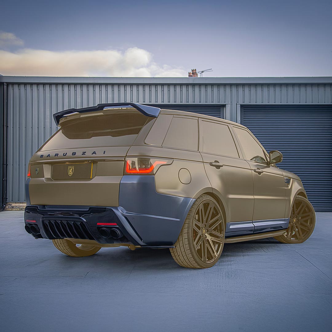 Grey Rear quarter hero shot of Range Rover Sport L494 featuring Barugzai Cabaro I Non-Wide Bodykit components revealed 