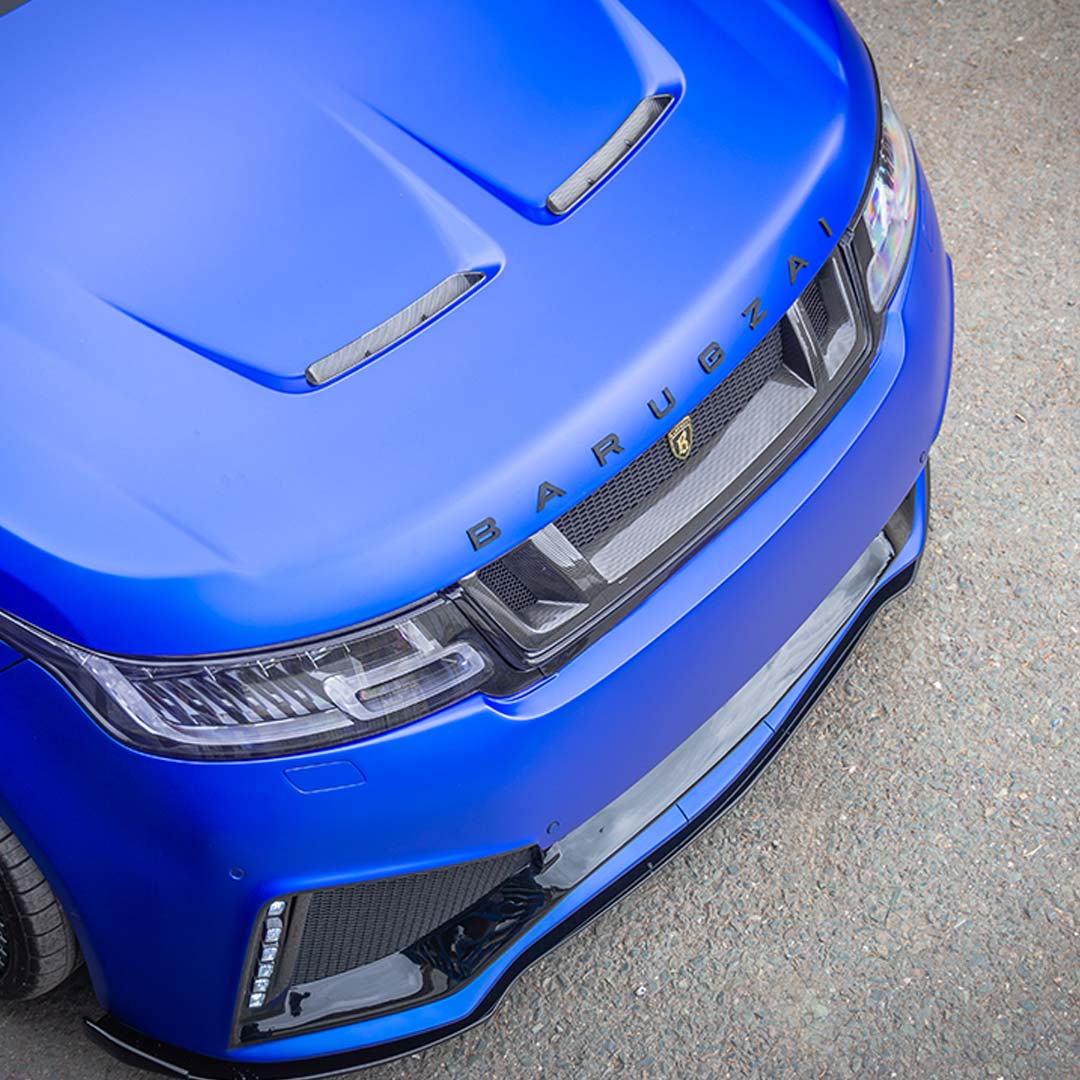 Blue Range Rover Sport Cabaro II Non-Wide – Bonnet, Lettering and Grille Detail