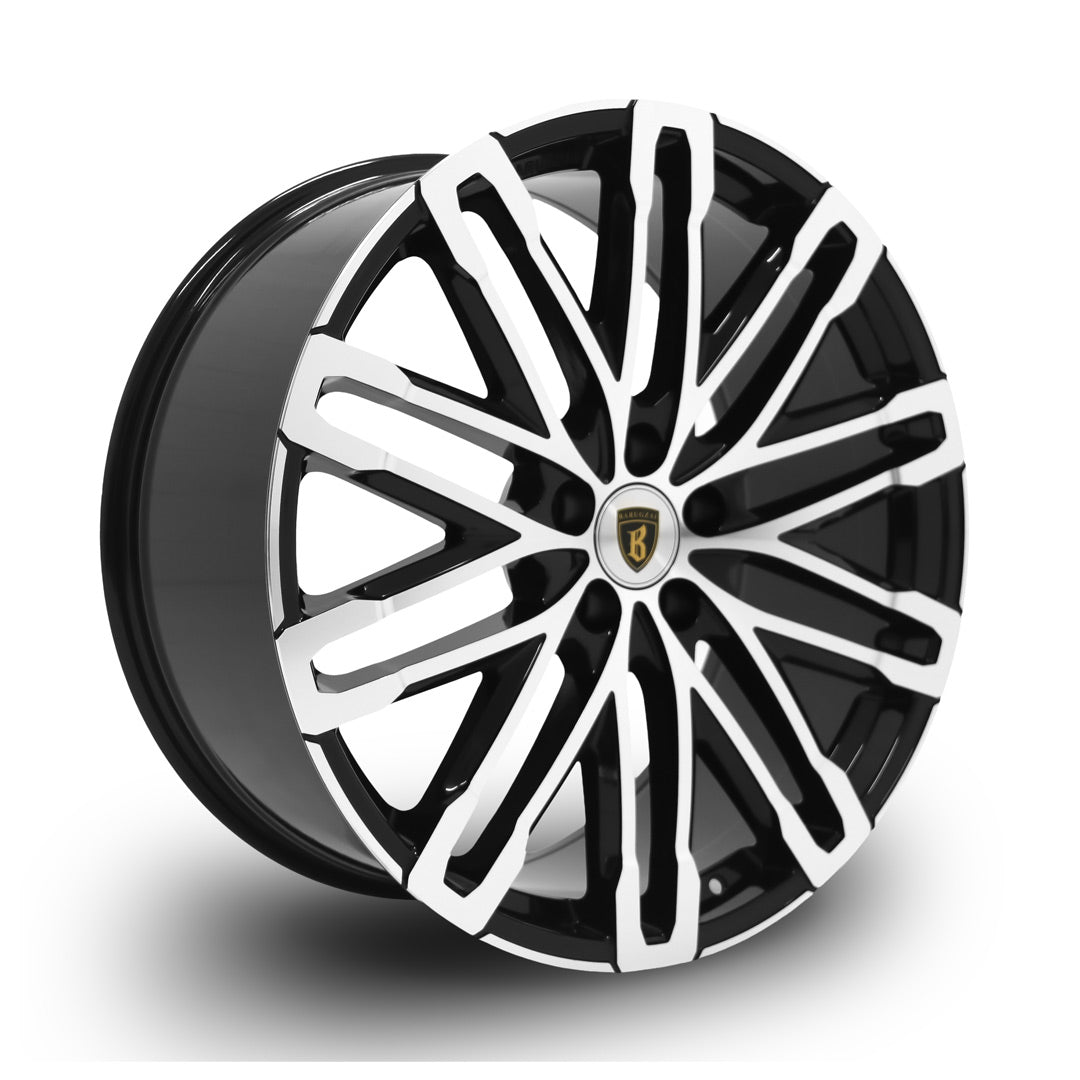 Barugzai Dawn 22 inch alloy wheel gloss black polished face angled studio view