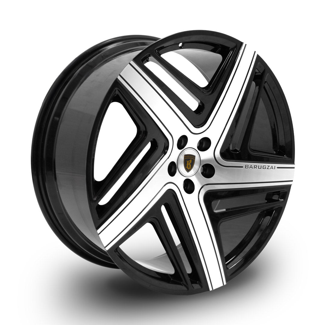 Barugzai Eleven Alloy Wheel Angle Shot – Gloss Black + Polished Face