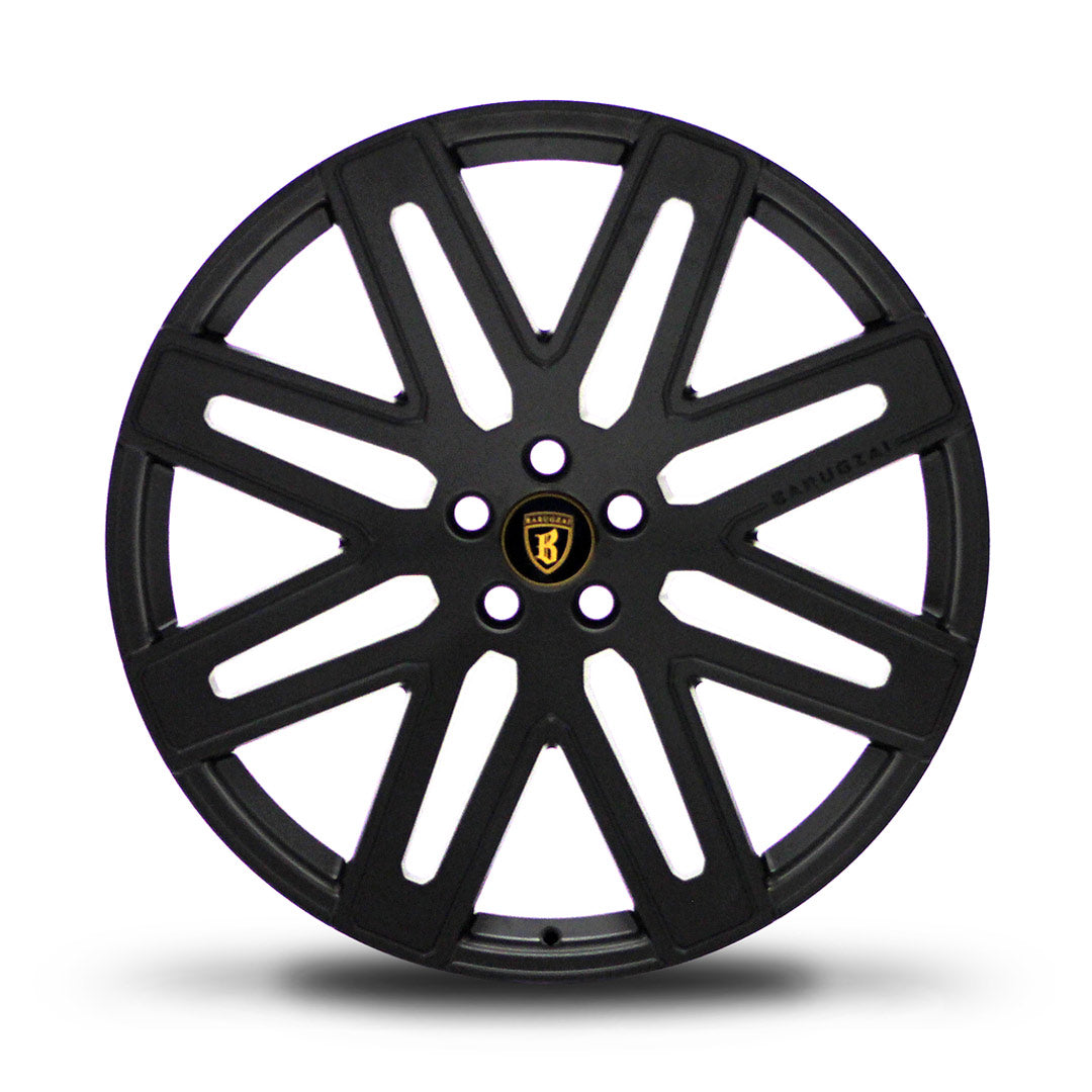 Barugzai EXEL 24" face view gloss black spokes