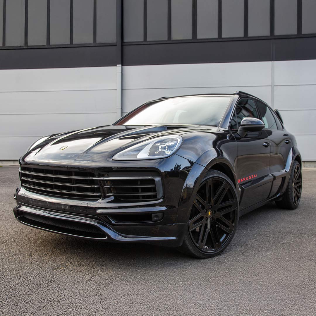 Barugzai Eleganza build for the Porsche Cayenne 2019+ fitted with Barugzai EXEL gloss black wheels