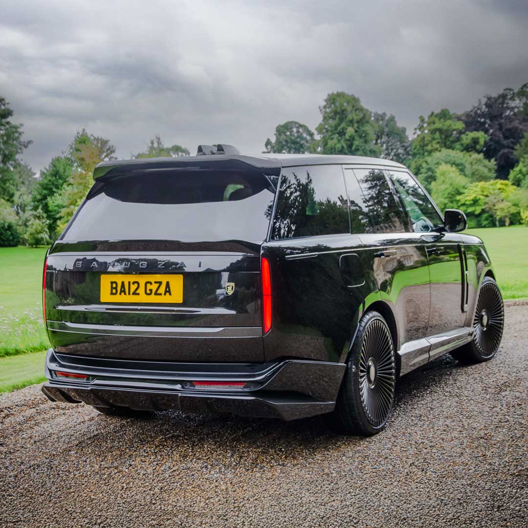 Black Range Rover L460 fitted with Barugzai Nebula Body Kit – rear three-quarter luxury styling