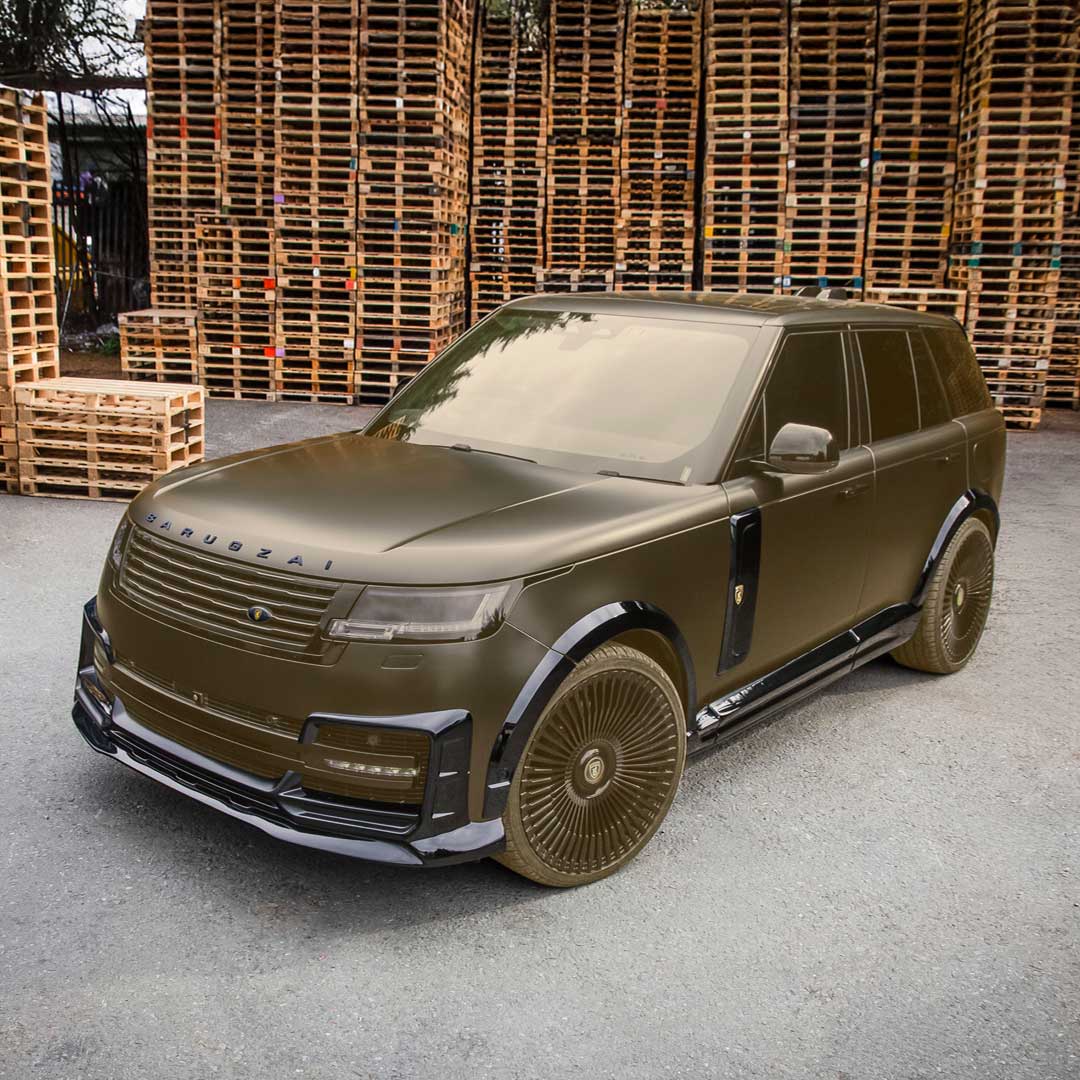 Black Range Rover L460 with Barugzai Nebula Widebody Kit – highlighted widebody components front view