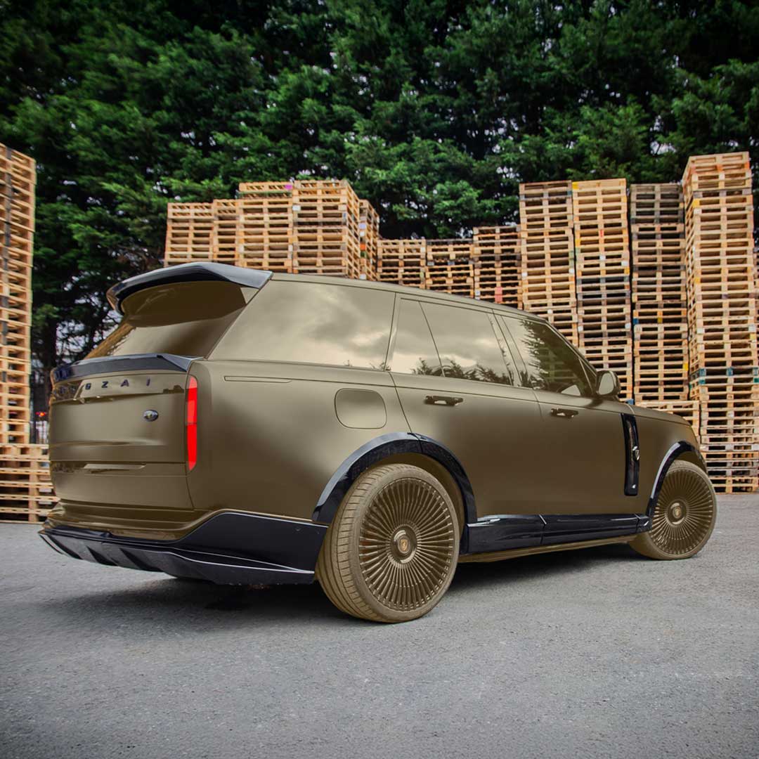 Black Range Rover L460 fitted with Barugzai Nebula Widebody Kit – rear three-quarter view emphasising wide arches, components reveal