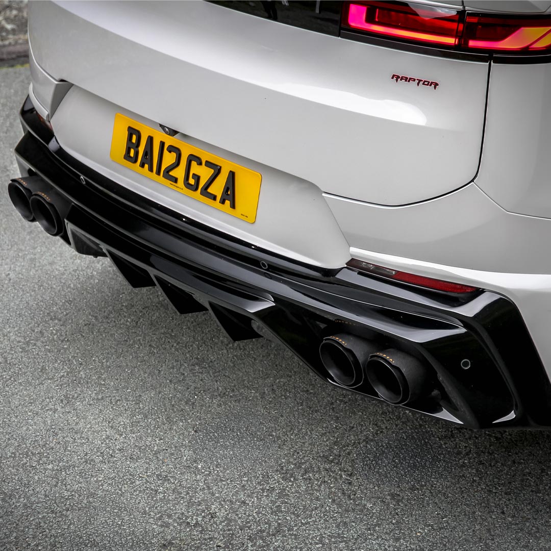 Nardo Grey Barugzai Raptor Body Kit rear apron and diffuser detail on Range Rover Sport L461