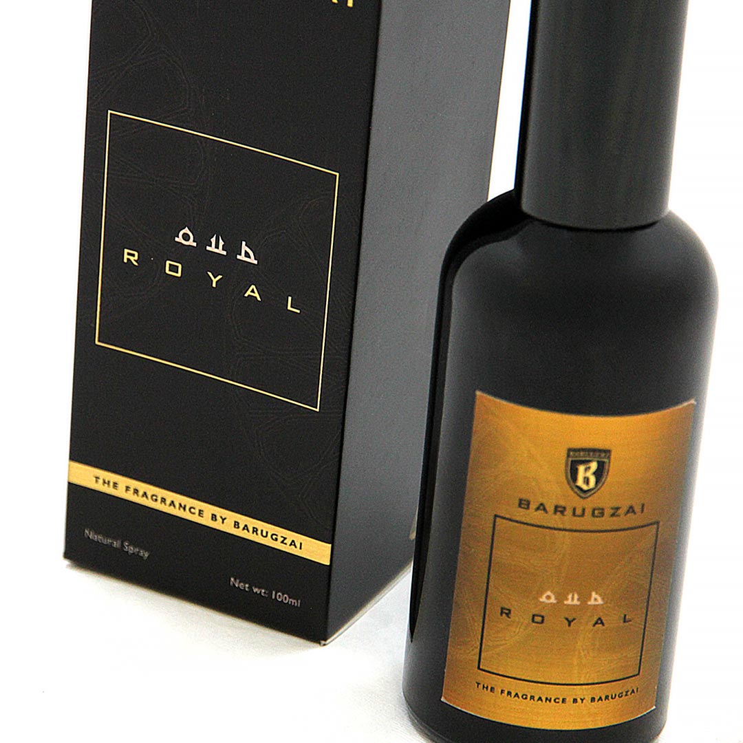 Barugzai Oud Royal fragrance packaging and bottle label detail