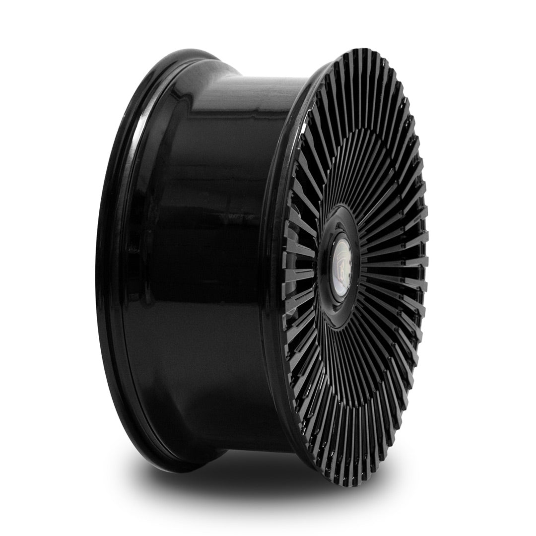 Side profile of Barugzai Vortex forged 24 inch wheel showing deep barrel and radial spoke design