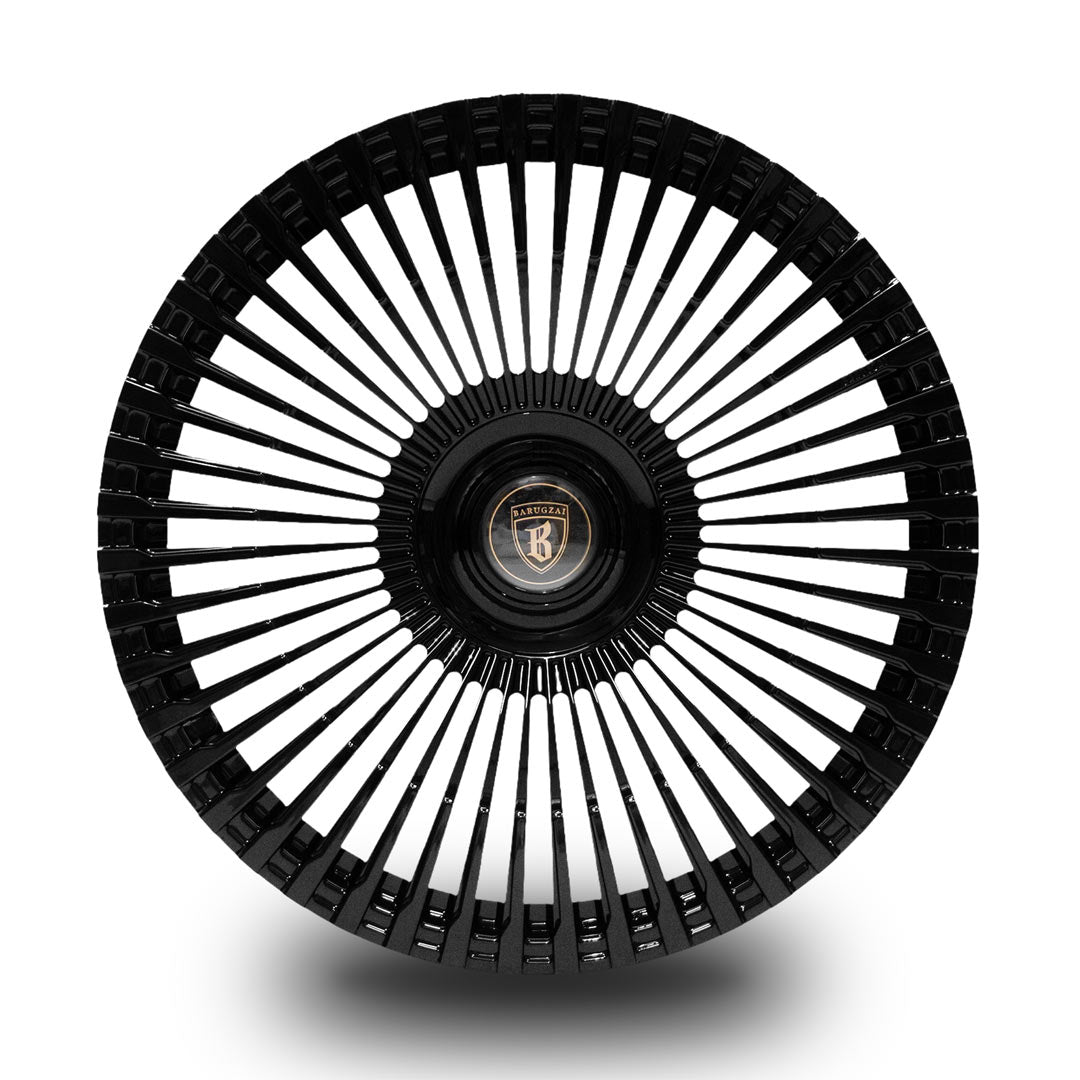 Barugzai Vortex forged 24 inch alloy wheel in full gloss black finish front view