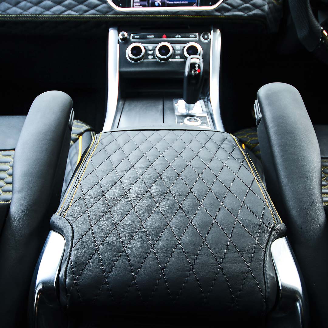 Rear-facing centre armrest detail in Barugzai Wildcat Xpressions interior package