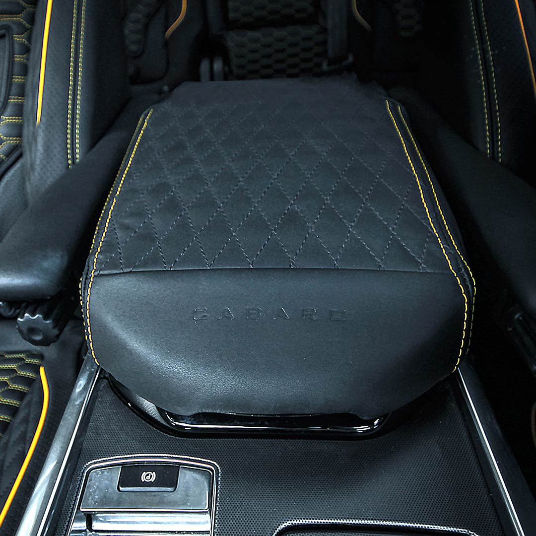 Barugzai Wildcat Xpressions centre armrest with quilted leather and gold stitching detail
